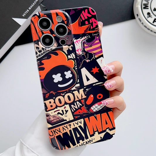 For iPhone 12 Pro Painted Pattern Precise Hole PC Phone Case(Orange Comics) - iPhone 12 / 12 Pro Cases by buy2fix | Online Shopping UK | buy2fix