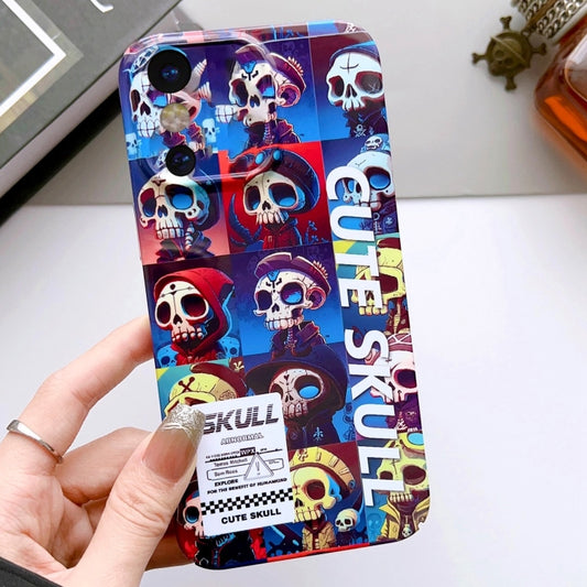 For iPhone X / XS Painted Pattern Precise Hole PC Phone Case(Cute Skull) - More iPhone Cases by buy2fix | Online Shopping UK | buy2fix