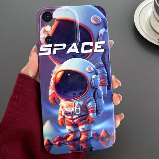 For iPhone XS Max Painted Pattern Precise Hole PC Phone Case(Orange White Astronaut) - More iPhone Cases by buy2fix | Online Shopping UK | buy2fix