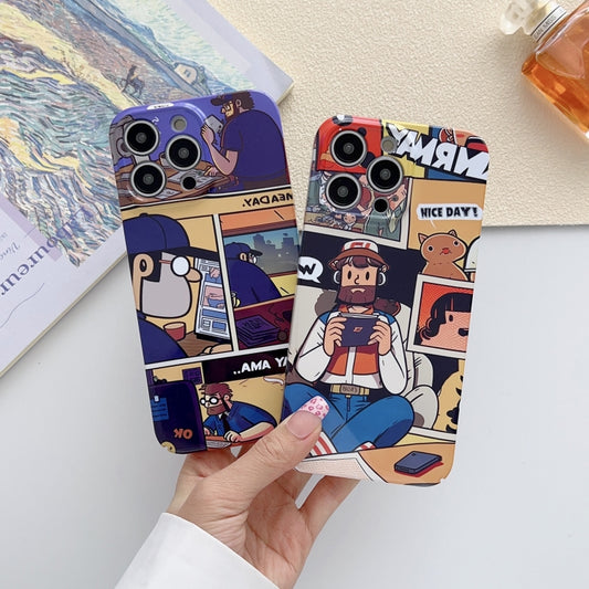 For iPhone 13 Pro Max Painted Pattern Precise Hole PC Phone Case(Orange Comics) - iPhone 13 Pro Max Cases by buy2fix | Online Shopping UK | buy2fix