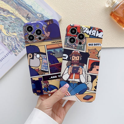 For iPhone 15 Pro Max Painted Pattern Precise Hole PC Phone Case(Working Uncle) - iPhone 15 Pro Max Cases by buy2fix | Online Shopping UK | buy2fix