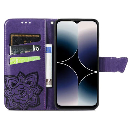 For Ulefone Note 16 Pro Butterfly Love Flower Embossed Leather Phone Case(Dark Purple) - Ulefone Cases by buy2fix | Online Shopping UK | buy2fix