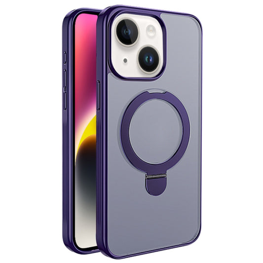 For iPhone 14 Multifunctional MagSafe Holder Phone Case(Purple) - iPhone 14 Cases by buy2fix | Online Shopping UK | buy2fix