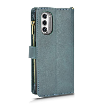 For Motorola Moto G52J 5G Litchi Texture Zipper Leather Phone Case(Green) - Motorola Cases by buy2fix | Online Shopping UK | buy2fix