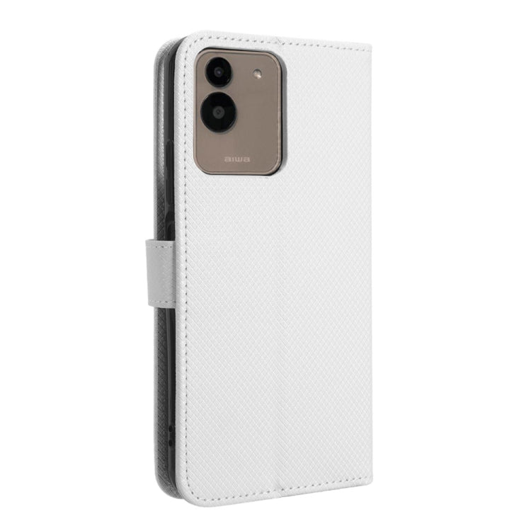 For Aiwa Phone B-2 JA3-SMP0602 Diamond Texture Leather Phone Case(White) - More Brand by buy2fix | Online Shopping UK | buy2fix