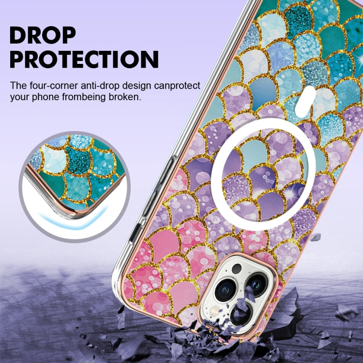 For iPhone 15 Pro Marble Pattern Dual-side IMD Magsafe TPU Phone Case(Colorful Scales) - iPhone 15 Pro Cases by buy2fix | Online Shopping UK | buy2fix