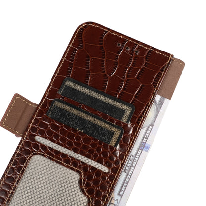 For Honor 90 Crocodile Top Layer Cowhide Leather Phone Case(Brown) - Honor Cases by buy2fix | Online Shopping UK | buy2fix