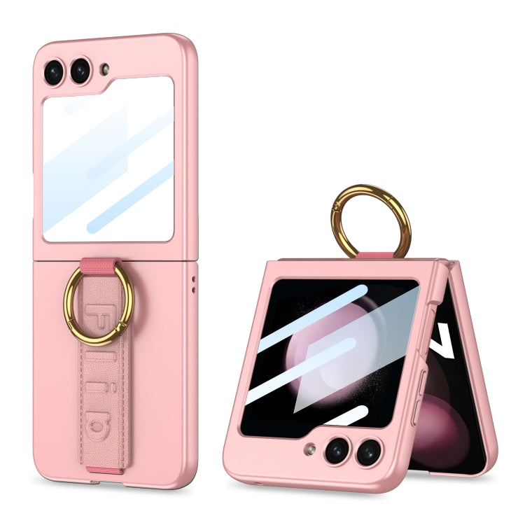 For Samsung Galaxy Z Flip5 GKK Integrated Ultrathin Shockproof Phone Case with Ring Wrist Strap(Pink) - Galaxy Z Flip5 Cases by GKK | Online Shopping UK | buy2fix