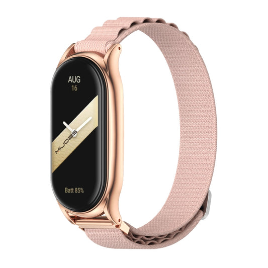 For Xiaomi Mi Band 8 Mijobs Plus Case Nylon Breathable Watch Band(Pink Rose Gold) - Watch Bands by MIJOBS | Online Shopping UK | buy2fix