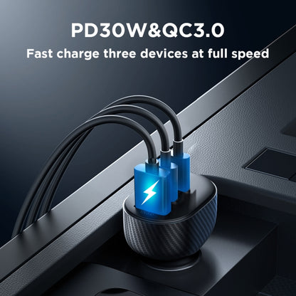 JOYROOM JR-CCD04 30W Dual PD + QC3.0 Ports Digital Display Car Charger(Black) - Car Charger by JOYROOM | Online Shopping UK | buy2fix