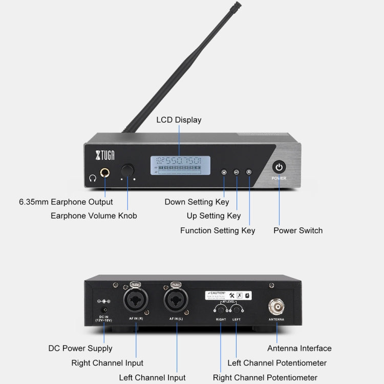 XTUGA  IEM1100 Professional Wireless In Ear Monitor System 5 BodyPacks(US Plug) - Microphone by XTUGA | Online Shopping UK | buy2fix