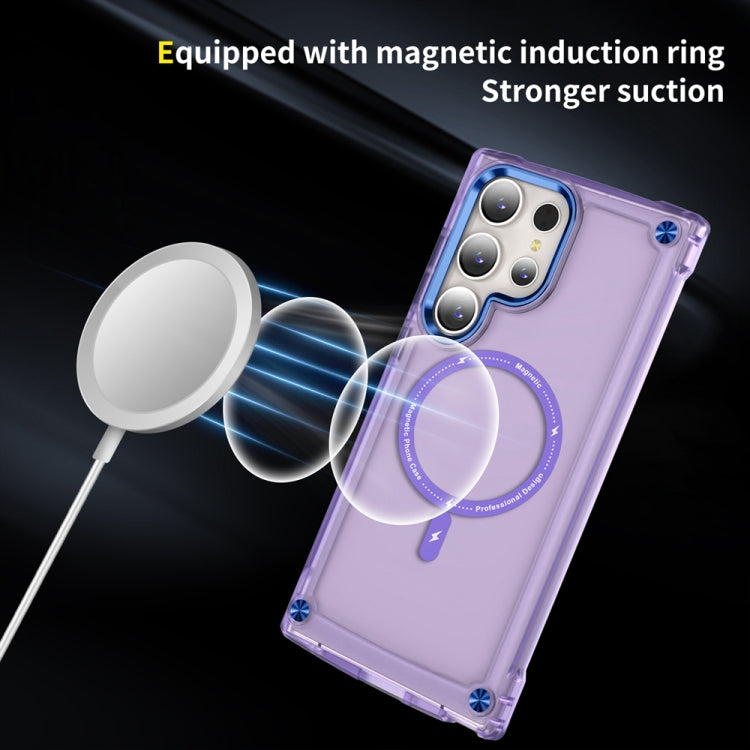 For Samsung Galaxy S23 Ultra 5G Skin Feel TPU + PC MagSafe Magnetic Phone Case(Transparent Purple) - Galaxy S23 Ultra 5G Cases by buy2fix | Online Shopping UK | buy2fix