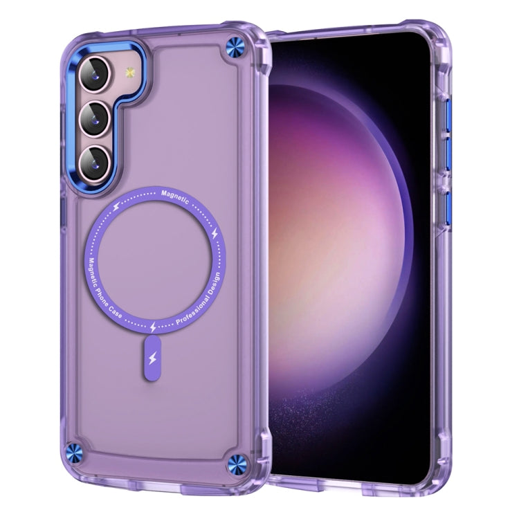 For Samsung Galaxy S22+ 5G Skin Feel TPU + PC MagSafe Magnetic Phone Case(Transparent Purple) - Galaxy S22+ 5G Cases by buy2fix | Online Shopping UK | buy2fix