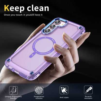 For Samsung Galaxy S22+ 5G Skin Feel TPU + PC MagSafe Magnetic Phone Case(Transparent Purple) - Galaxy S22+ 5G Cases by buy2fix | Online Shopping UK | buy2fix