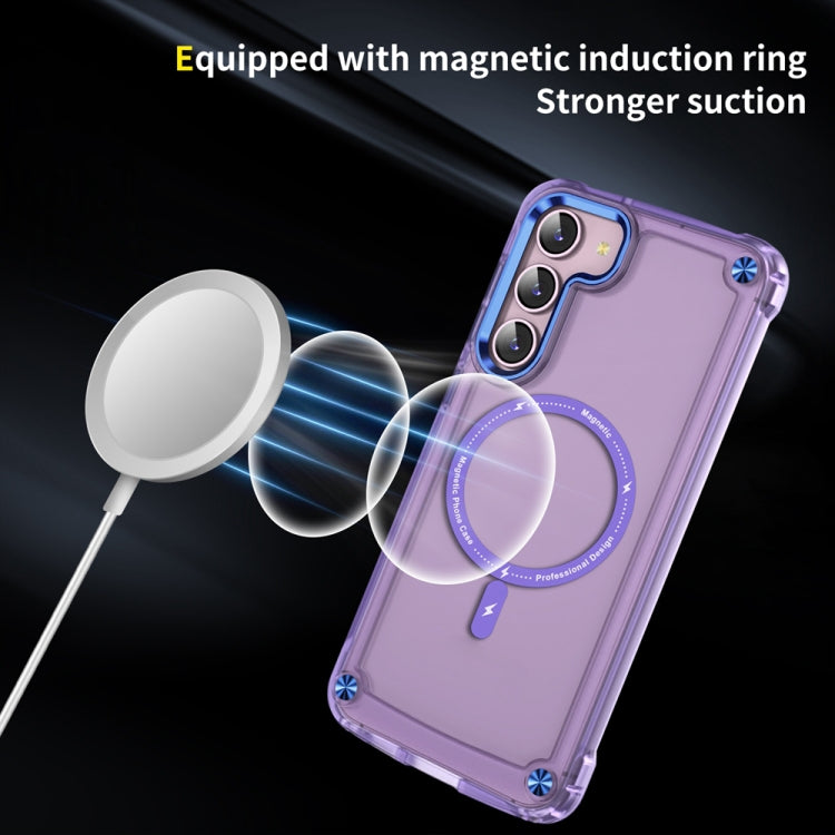 For Samsung Galaxy S22+ 5G Skin Feel TPU + PC MagSafe Magnetic Phone Case(Transparent Purple) - Galaxy S22+ 5G Cases by buy2fix | Online Shopping UK | buy2fix