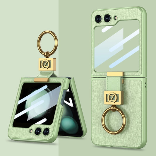 For Samsung Galaxy Z Flip5 GKK Ultra-thin Z Ring Holder Leather Phone Case(Matcha Green) - Galaxy Z Flip5 Cases by GKK | Online Shopping UK | buy2fix