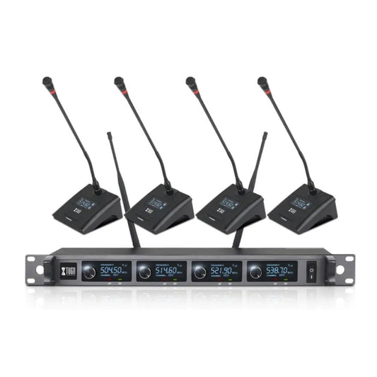 XTUGA A140-C Wireless Microphone System 4-Channel UHF Four Conference Mics(AU Plug) - Microphone by XTUGA | Online Shopping UK | buy2fix