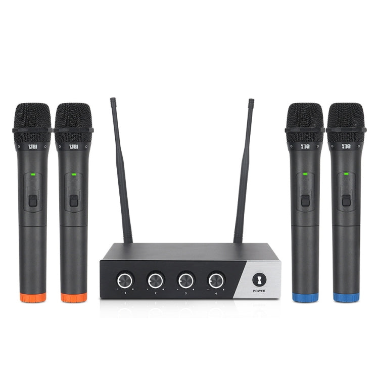 XTUGA S400 Professional 4-Channel UHF Wireless Microphone System with 4 Handheld Microphone(US Plug) - Microphone by XTUGA | Online Shopping UK | buy2fix