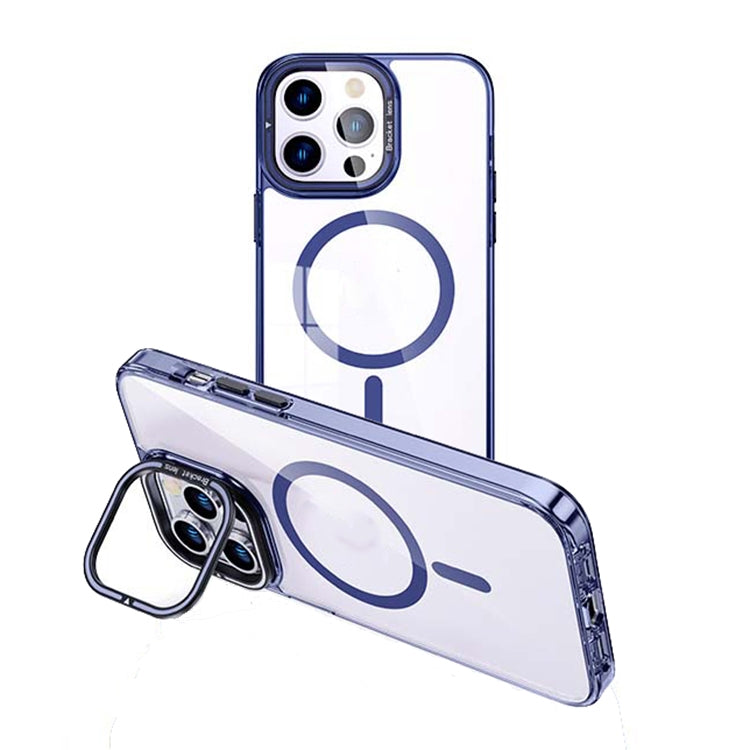 For iPhone 14 Pro Max MagSafe Magnetic Invisible Holder Transparent Phone Case(Blue) - iPhone 14 Pro Max Cases by buy2fix | Online Shopping UK | buy2fix