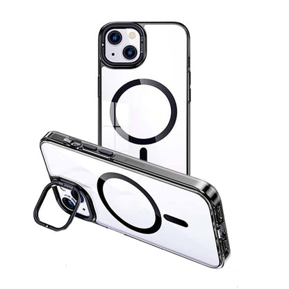 For iPhone 13 MagSafe Magnetic Invisible Holder Transparent Phone Case(Black) - iPhone 13 Cases by buy2fix | Online Shopping UK | buy2fix