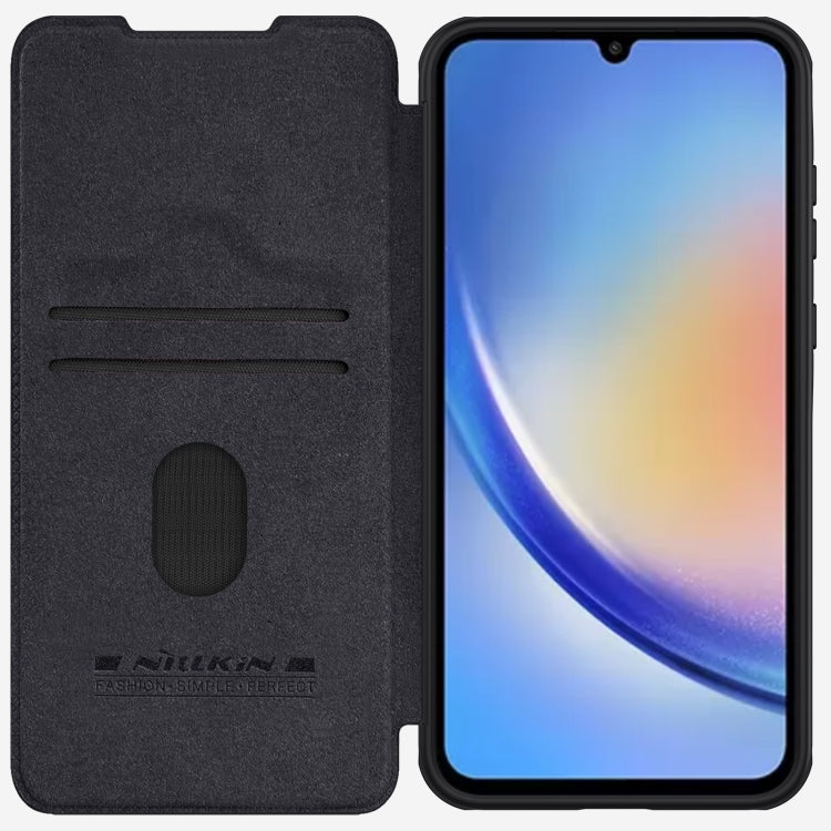 For Samsung Galaxy A55 NILLKIN QIN Series Pro Sliding Camera Cover Design Leather Phone Case(Black) - Galaxy Phone Cases by NILLKIN | Online Shopping UK | buy2fix