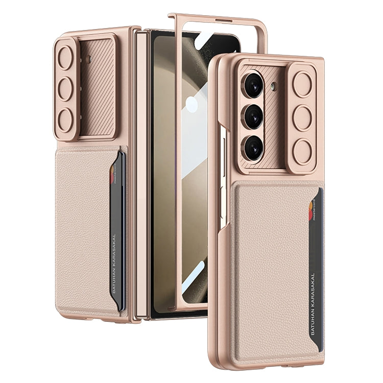 For Samsung Galaxy Z Fold5 GKK Integrated Ultra-thin Sliding Window Folding Phone Case with Card Holder(Misty Gold) - Galaxy Z Fold5 Cases by GKK | Online Shopping UK | buy2fix