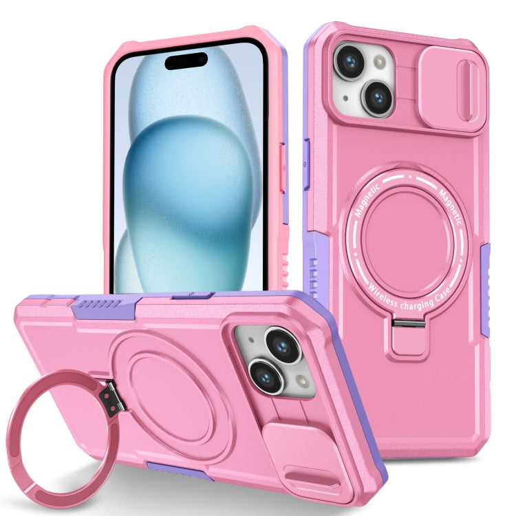 For iPhone 15 Plus Sliding Camshield Magsafe Holder TPU Hybrid PC Phone Case(Purple Pink) - iPhone 15 Plus Cases by buy2fix | Online Shopping UK | buy2fix