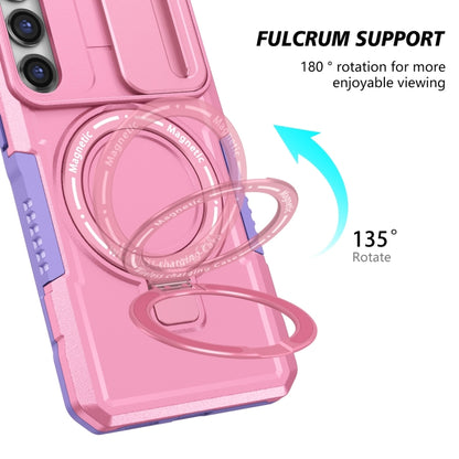 For Samsung Galaxy S23 5G Sliding Camshield Magsafe Holder TPU Hybrid PC Phone Case(Purple Pink) - Galaxy S23 5G Cases by buy2fix | Online Shopping UK | buy2fix