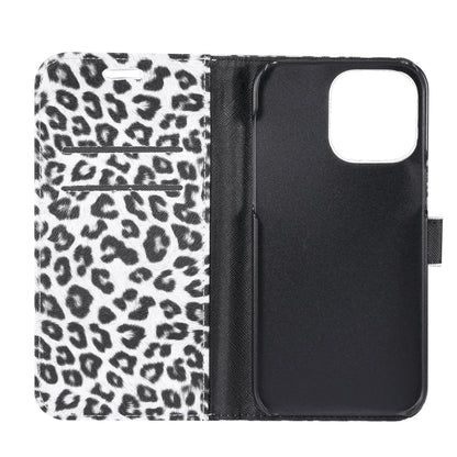 For iPhone 15 Pro Max Leopard Pattern Horizontal Flip Leather Phone Case(White) - iPhone 15 Pro Max Cases by buy2fix | Online Shopping UK | buy2fix