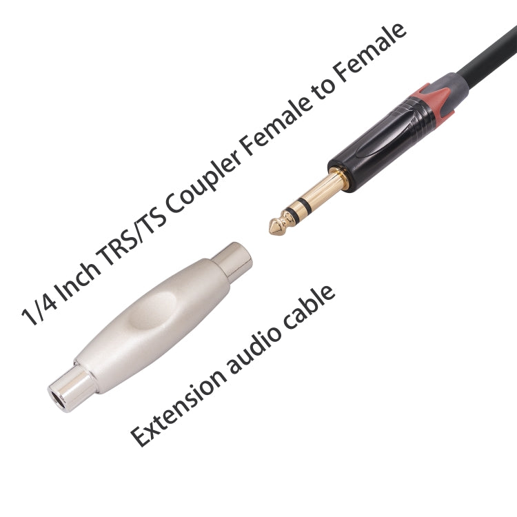 TC302 6.35mm Female to Female Guitar TRS Stereo Audio Cable Adapter(Silver) - Microphone Audio Cable & Connector by buy2fix | Online Shopping UK | buy2fix