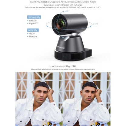 FEELWORLD 4K12X 4K PTZ Camera 12X Optical Zoom AI Tracking HDMI USB IP Remote Control(EU Plug) - HD Camera by FEELWORLD | Online Shopping UK | buy2fix
