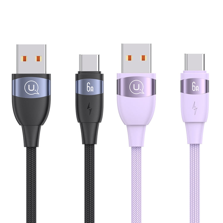 USAMS US-SJ631 U85 2m USB to Type-C 6A Aluminum Alloy Fast Charging & Data Cable(Black) - USB-C & Type-C Cable by USAMS | Online Shopping UK | buy2fix