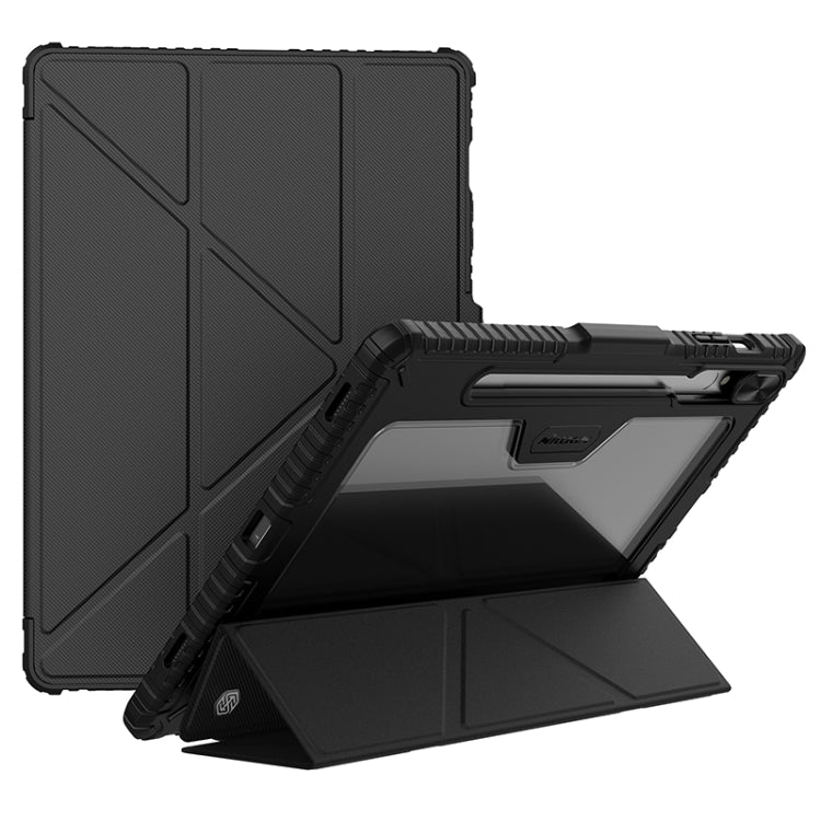 For Samsung Galaxy Tab S9+ NILLKIN Bumper Pro Multi-angle Folding Style Tablet Leather Case(Black) - Galaxy Tab S9+ Cases by NILLKIN | Online Shopping UK | buy2fix