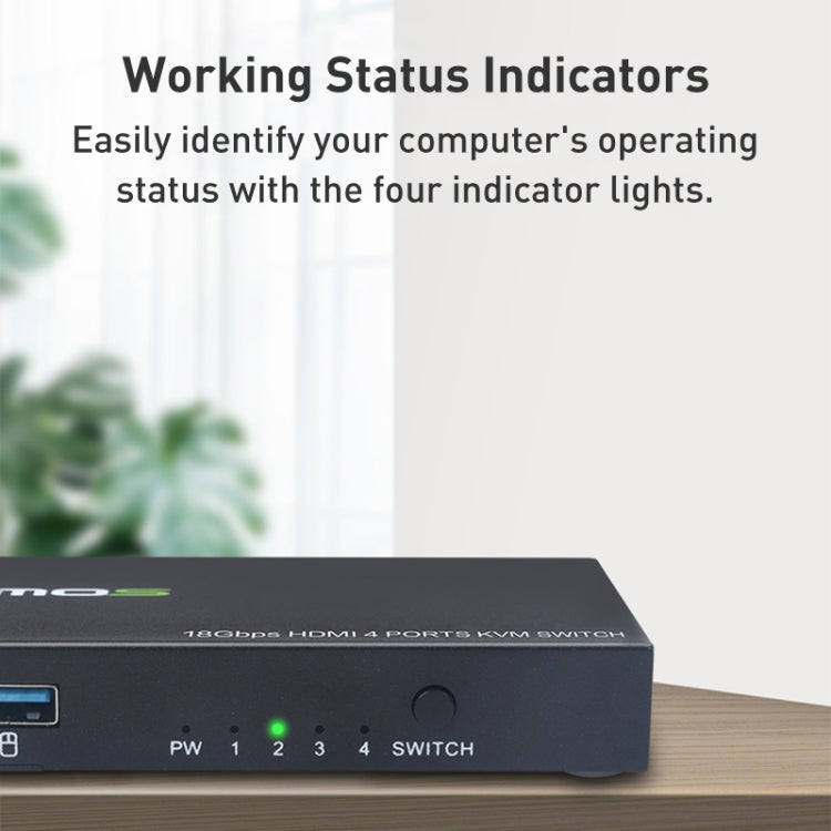 AIMOS AM-KVM401 4K 60Hz HDMI 4 In 1 Out KVM Switch - Switch by buy2fix | Online Shopping UK | buy2fix