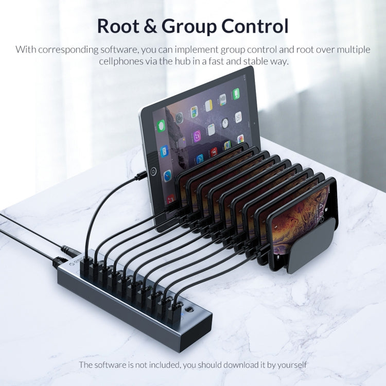 ORICO BT2U3-10AB-GY-BP 10 Ports USB 3.0 HUB with Individual Switches(EU Plug) - USB 3.0 HUB by ORICO | Online Shopping UK | buy2fix