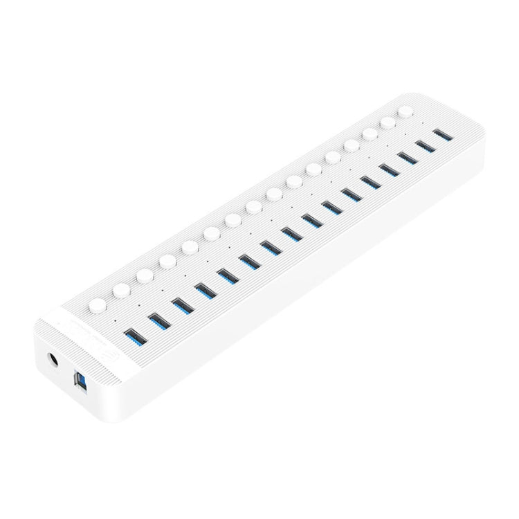 ORICO CT2U3-16AB Plastic Stripes 16 Ports USB 3.0 HUB with Individual Switches, Plug:AU Plug(White) - USB 3.0 HUB by ORICO | Online Shopping UK | buy2fix