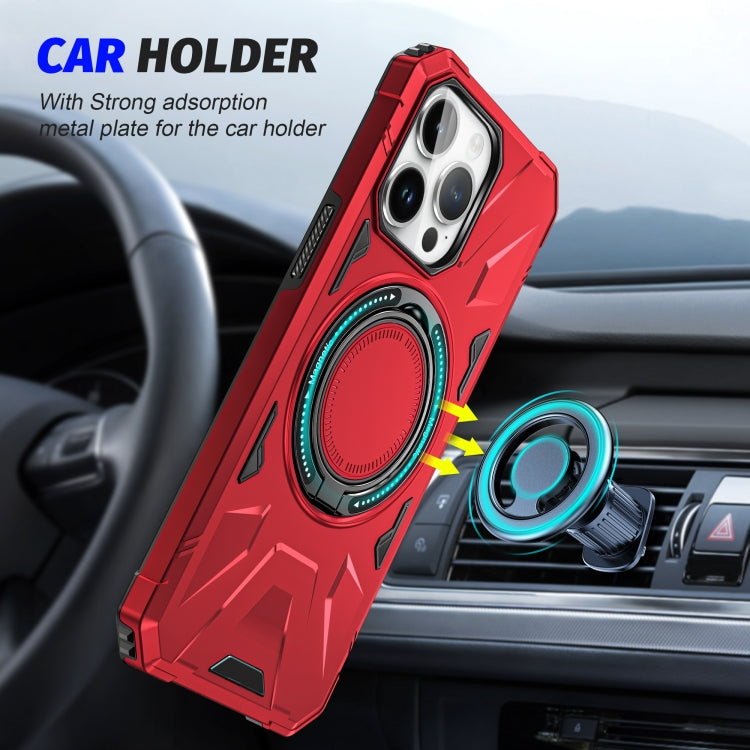 For iPhone 15 Pro MagSafe Magnetic Shockproof Phone Case with Ring Holder(Red) - iPhone 15 Pro Cases by buy2fix | Online Shopping UK | buy2fix