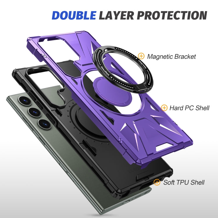 For Samsung Galaxy S23 Ultra 5G MagSafe Magnetic Shockproof Phone Case with Ring Holder(Purple) - Galaxy S23 Ultra 5G Cases by buy2fix | Online Shopping UK | buy2fix