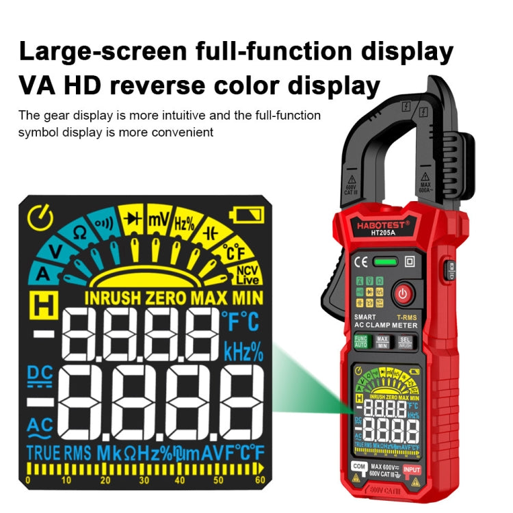 HABOTEST HT205A Multifunctional Intelligent Burn-proof Clamp Multimeter - Digital Multimeter by HABOTEST | Online Shopping UK | buy2fix