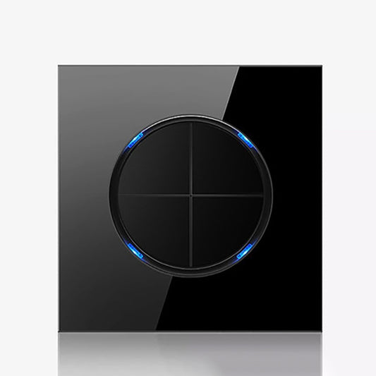 86mm Round LED Tempered Glass Switch Panel, Black Round Glass, Style:Four Billing Control - Consumer Electronics by buy2fix | Online Shopping UK | buy2fix