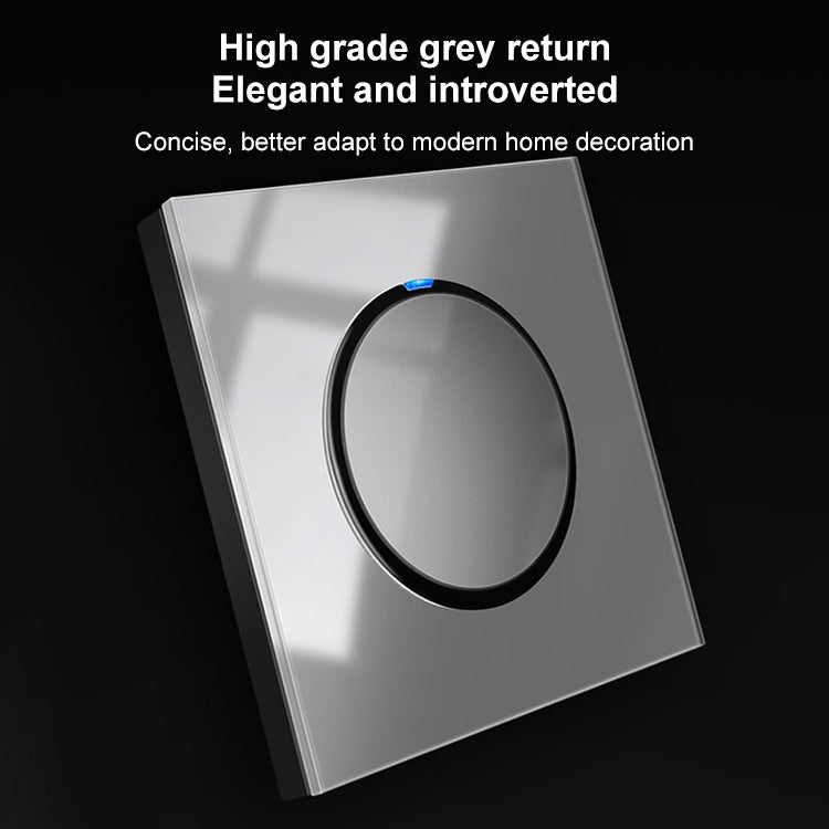86mm Round LED Tempered Glass Switch Panel, Gray Round Glass, Style:Telephone-TV Socket - Consumer Electronics by buy2fix | Online Shopping UK | buy2fix