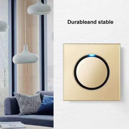 86mm Round LED Tempered Glass Switch Panel, Gold Round Glass, Style:Two Billing Control - Consumer Electronics by buy2fix | Online Shopping UK | buy2fix