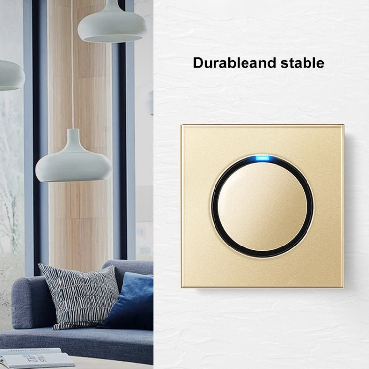 86mm Round LED Tempered Glass Switch Panel, Gold Round Glass, Style:Two Open Dual Control - Consumer Electronics by buy2fix | Online Shopping UK | buy2fix