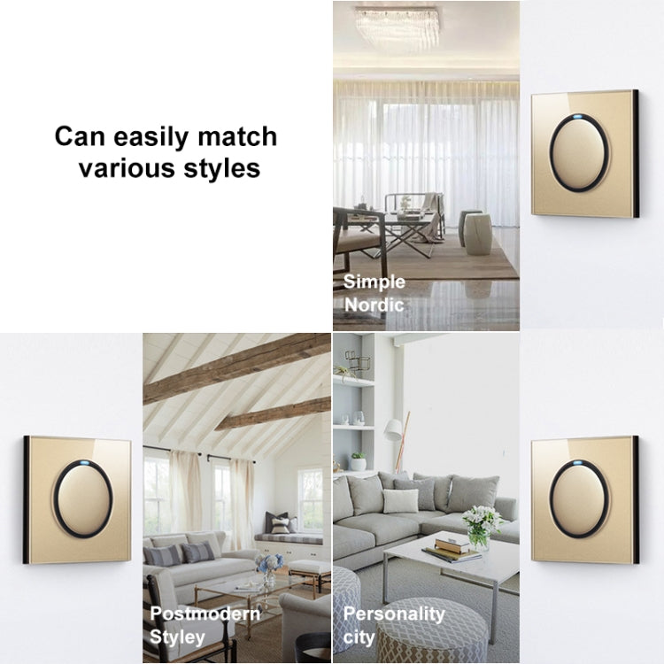 86mm Round LED Tempered Glass Switch Panel, Gold Round Glass, Style:Computer Socket - Consumer Electronics by buy2fix | Online Shopping UK | buy2fix