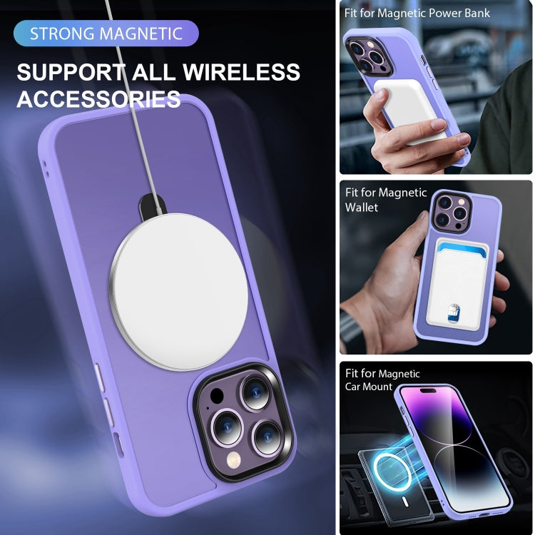 For iPhone 13 Pro MagSafe Holder Skin-feel PC Hybrid TPU Phone Case(Purple) - iPhone 13 Pro Cases by buy2fix | Online Shopping UK | buy2fix