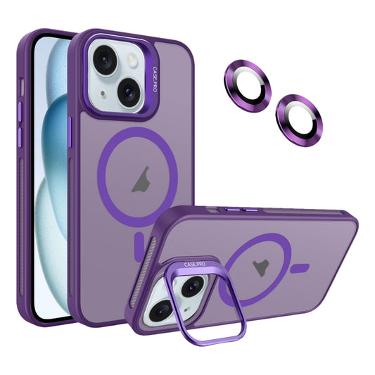 For iPhone 15 Plus Invisible Lens Holder MagSafe Phone Case(Dark Purple) - iPhone 15 Plus Cases by buy2fix | Online Shopping UK | buy2fix