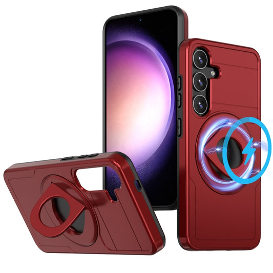 For Samsung Galaxy S24 5G MagSafe Ring Holder Armor Phone Case(Red) - Galaxy S24 5G Cases by buy2fix | Online Shopping UK | buy2fix