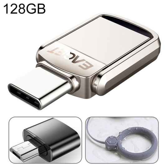 EAGET 128G USB 3.1 + USB-C Interface Metal Twister Flash U Disk, with Micro USB Adapter & Lanyard - Computer & Networking by EAGET | Online Shopping UK | buy2fix