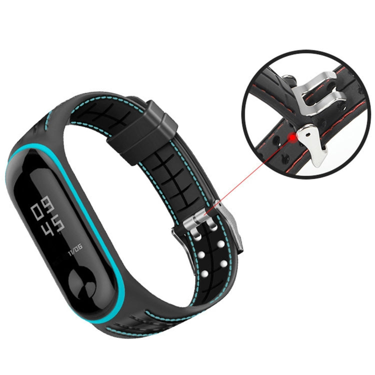 For Xiaomi Mi Band 4 / 3 Silicone Two-color Thread Watch Band, Style:Single Bead Texture(Black) - Smart Wear by buy2fix | Online Shopping UK | buy2fix