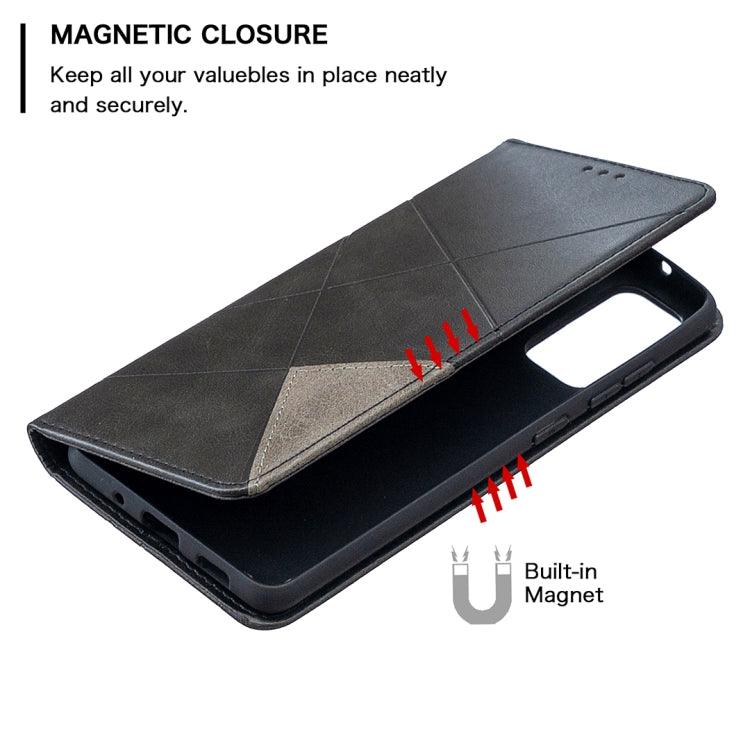 For Samsung Galaxy S20 FE 5G / S20 Lite Rhombus Texture Horizontal Flip Magnetic Leather Case with Holder & Card Slots(Black) - Samsung Accessories by buy2fix | Online Shopping UK | buy2fix